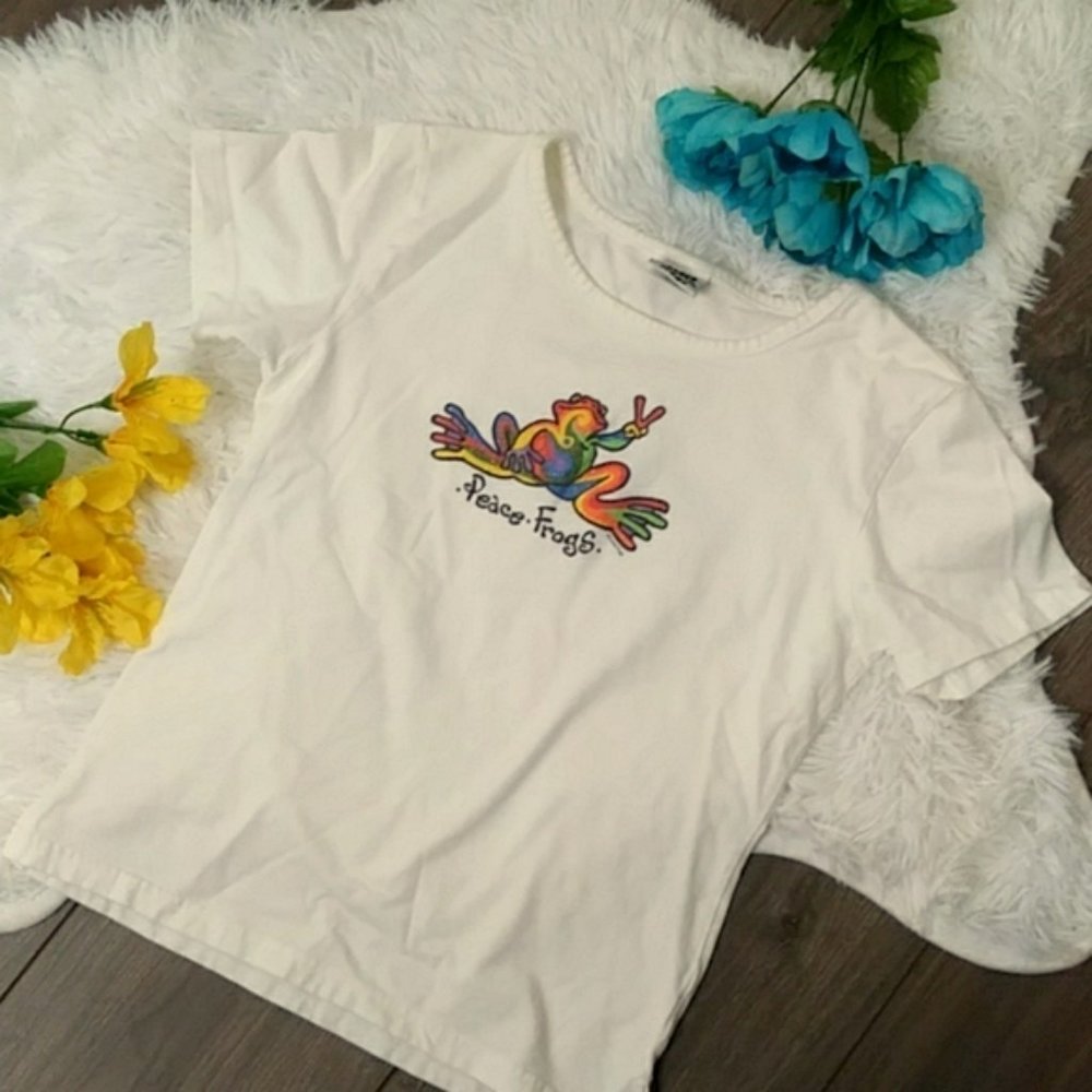 2/$24 Peace Frogs Kids Rainbow Sparkle Shi…